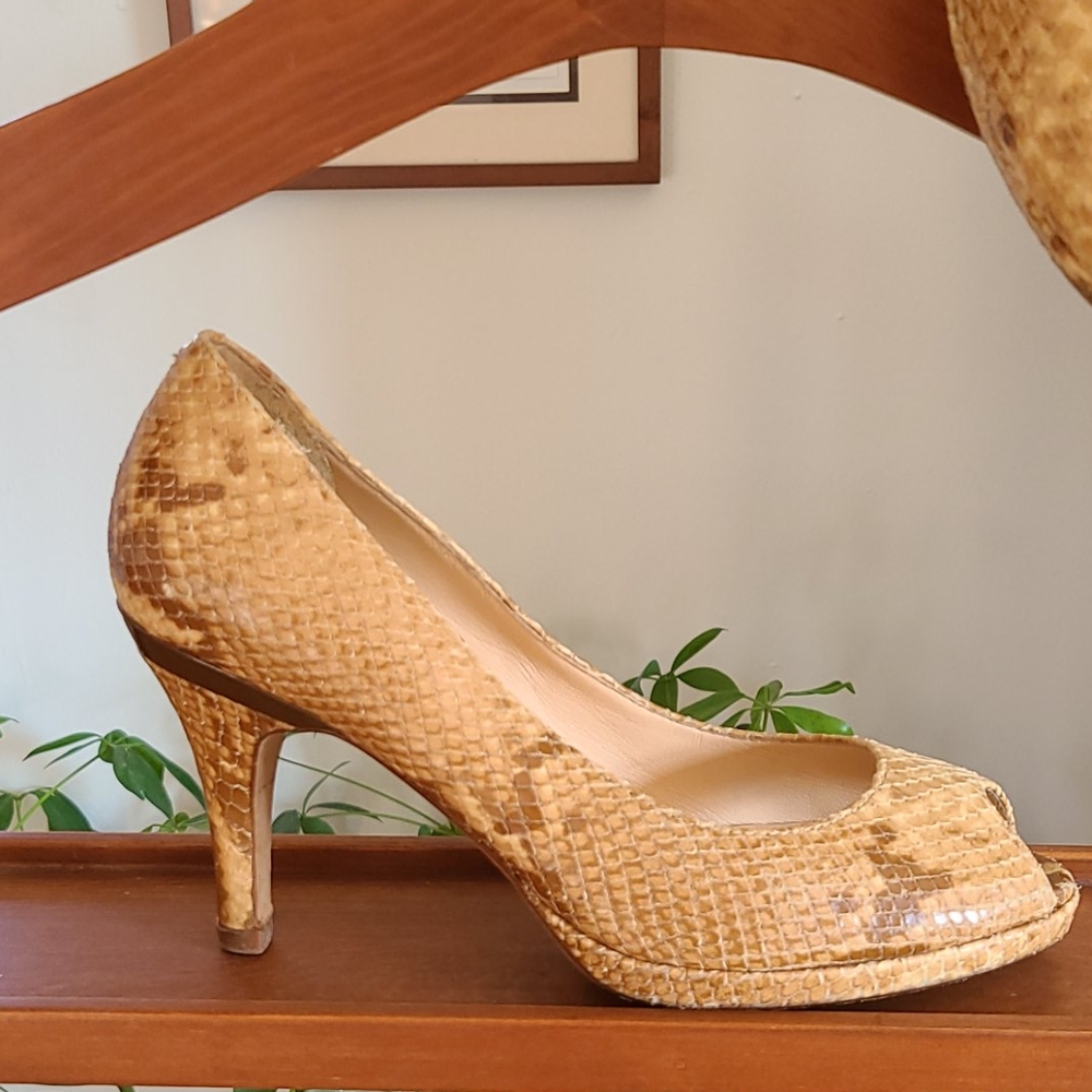Cole Haan snakeskin peeptoe heels